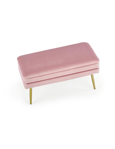 VELVA Ławka Glamour z Pojemnikiem Różowa Złote Nóżki - Akcent Glamour