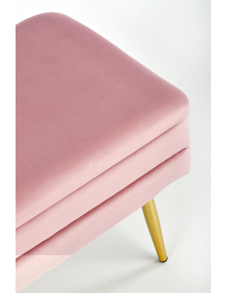 VELVA Ławka Glamour z Pojemnikiem Różowa Złote Nóżki - Akcent Glamour