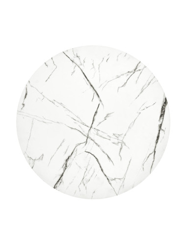 Okrągła Ława PUERTO M biały marmur, stelaż czarny