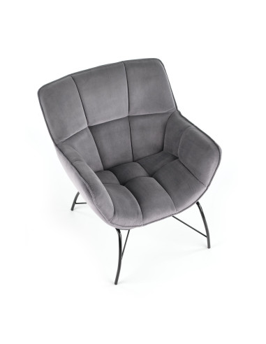 BELTON Fotel Wypoczynkowy Popielaty Velvet - Subtelność i Komfort