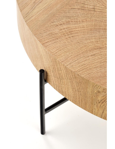 BROOKLYN Okrągła Ława Fi80cm Dąb Naturalny/Czarny - Drewno i Nowoczesność