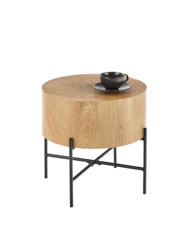 BROOKLYN S Okrągła Ława Fi45cm Dąb Naturalny/Czarny - Minimalizm i Elegancja