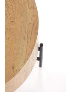 BROOKLYN S Okrągła Ława Fi45cm Dąb Naturalny/Czarny - Minimalizm i Elegancja 2