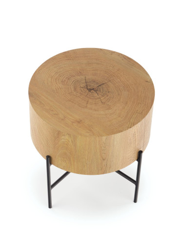 BROOKLYN S Okrągła Ława Fi45cm Dąb Naturalny/Czarny - Minimalizm i Elegancja