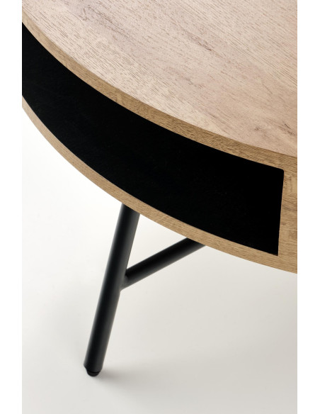 CAMILA Okrągła Ława Loftowa Fi80cm Dąb Złoty/Czarny - Loft i Elegancja