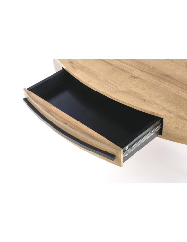 Owalna ława z szufladą FLORES loftowa 