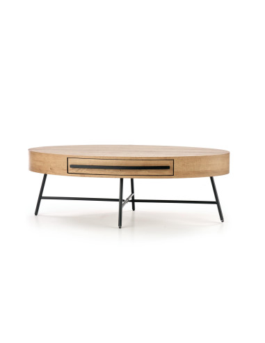 Owalna ława z szufladą FLORES loftowa 