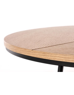 KARIDA Okrągła Ława 45cm Dąb Naturalny/Czarny - Elegancja i Minimalizm 2