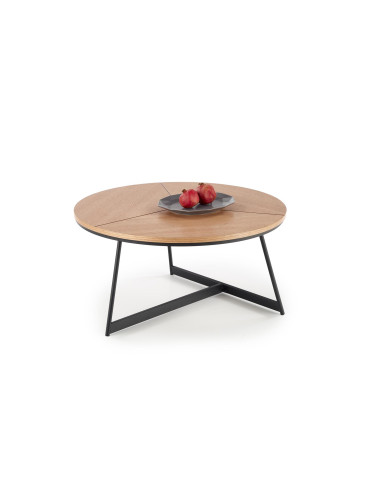 Okrągła ława BARADERO 45 cm dąb naturalny / czarny