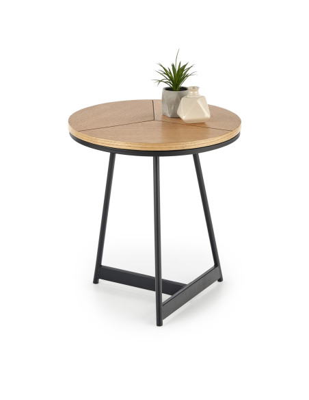 KARIDA S Okrągła Ława 80cm Dąb Naturalny/Czarny - Nowoczesna i Praktyczna