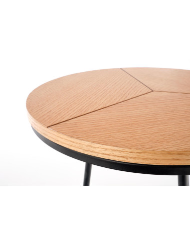 KARIDA S Okrągła Ława 80cm Dąb Naturalny/Czarny - Nowoczesna i Praktyczna