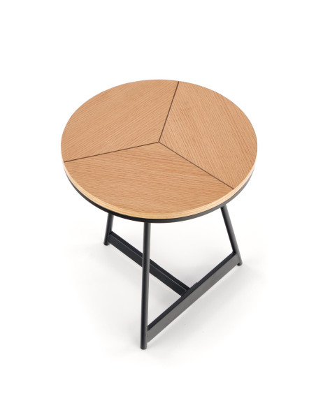 KARIDA S Okrągła Ława 80cm Dąb Naturalny/Czarny - Nowoczesna i Praktyczna