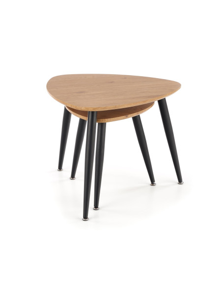 NICEA Zestaw 2 Ław Dąb Złoty/Czarny - Funkcjonalność i Elegancja