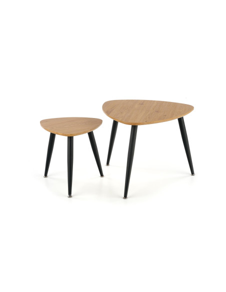 NICEA Zestaw 2 Ław Dąb Złoty/Czarny - Funkcjonalność i Elegancja