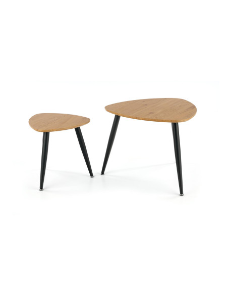 NICEA Zestaw 2 Ław Dąb Złoty/Czarny - Funkcjonalność i Elegancja