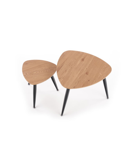 NICEA Zestaw 2 Ław Dąb Złoty/Czarny - Funkcjonalność i Elegancja