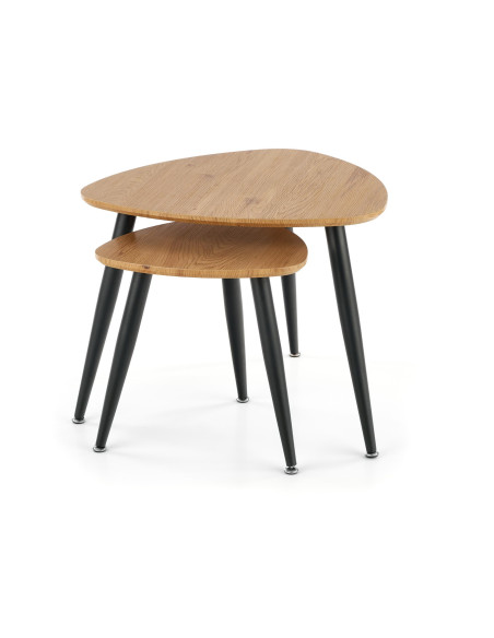 NICEA Zestaw 2 Ław Dąb Złoty/Czarny - Funkcjonalność i Elegancja