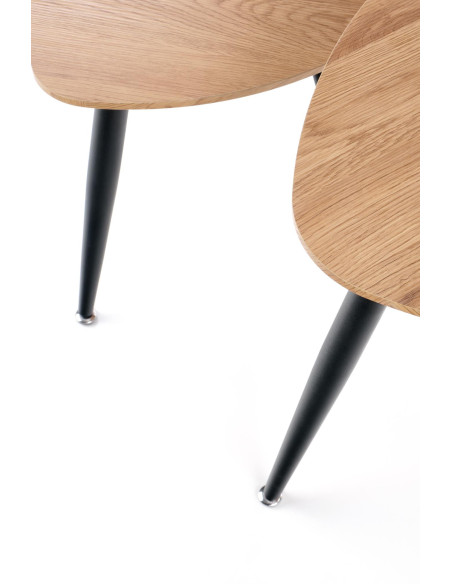 NICEA Zestaw 2 Ław Dąb Złoty/Czarny - Funkcjonalność i Elegancja