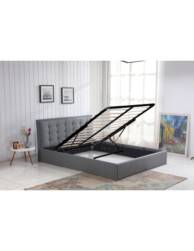 PADVA Łóżko z Pojemnikiem Podwójne 160x200 cm Popielate - Eleganckie