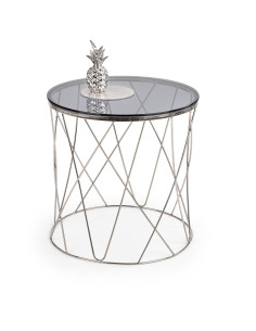 SELENA Szklana Okrągła Ława Stelaż Chrom Połysk Fi55cm - Elegancja i Blask