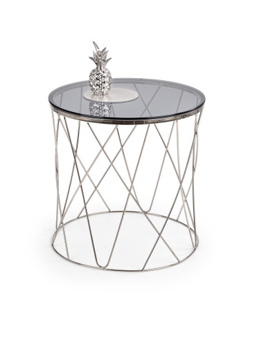 SELENA Szklana Okrągła Ława Stelaż Chrom Połysk Fi55cm - Elegancja i Blask