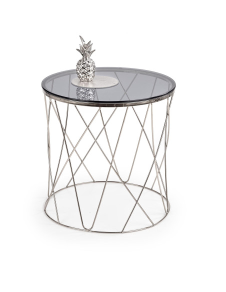 SELENA Szklana Okrągła Ława Stelaż Chrom Połysk Fi55cm - Elegancja i Blask