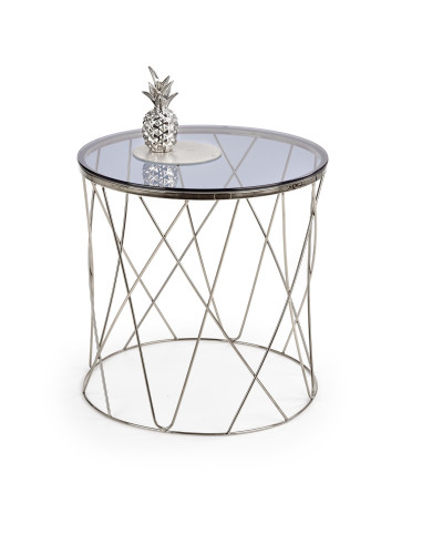 SELENA Szklana Okrągła Ława Stelaż Chrom Połysk Fi55cm - Elegancja i Blask