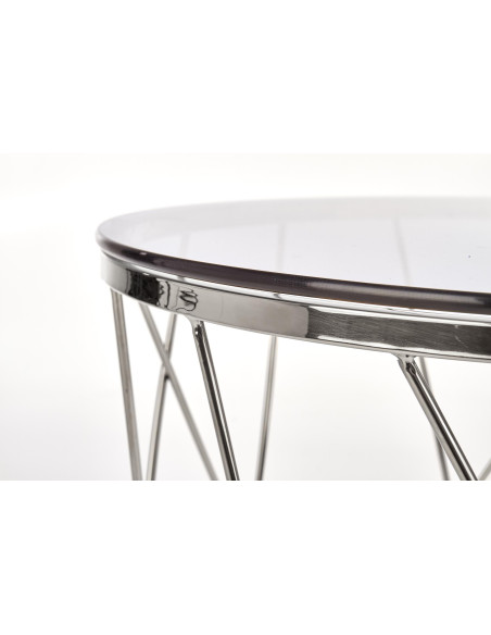 SELENA Szklana Okrągła Ława Stelaż Chrom Połysk Fi55cm - Elegancja i Blask