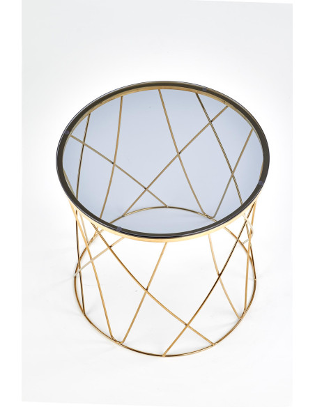 SELENA Szklana Okrągła Ława Stelaż Złoty Połysk Fi55cm - Luksus i Styl