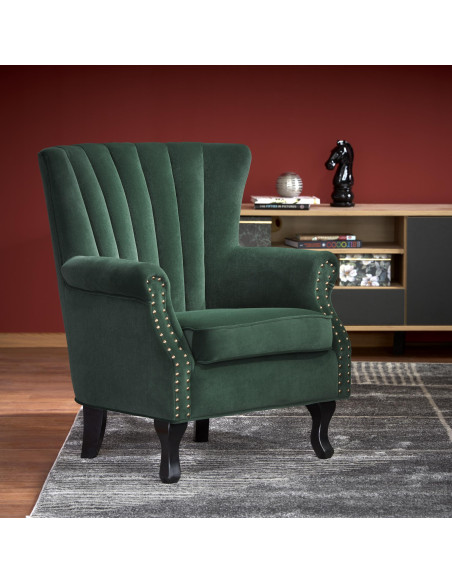 TITAN Fotel Wypoczynkowy Uszak Ciemno Zielony - Głębia Koloru i Komfort