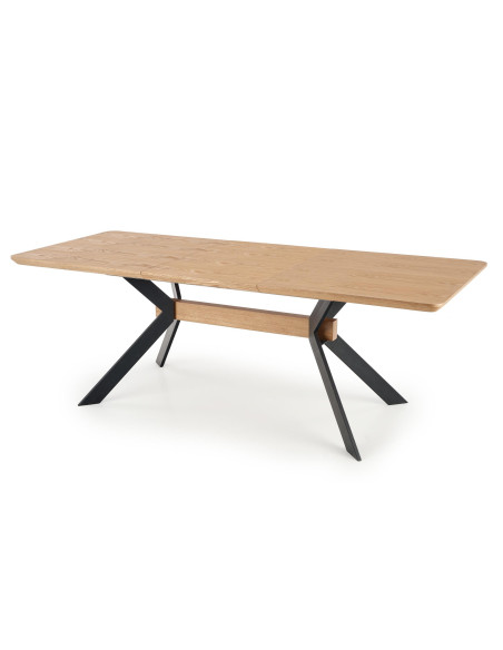 BACARDI Stół Rozkładany Loftowy 160-220 cm Dąb Naturalny/Czarny