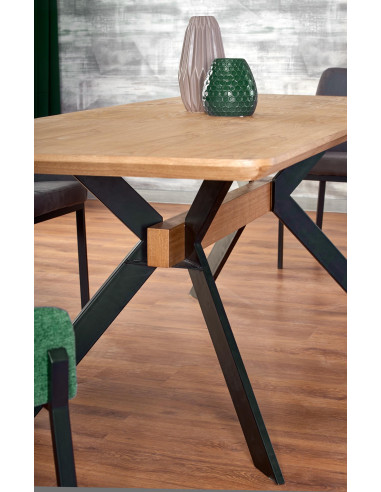 BACARDI Stół Rozkładany Loftowy 160-220 cm Dąb Naturalny/Czarny