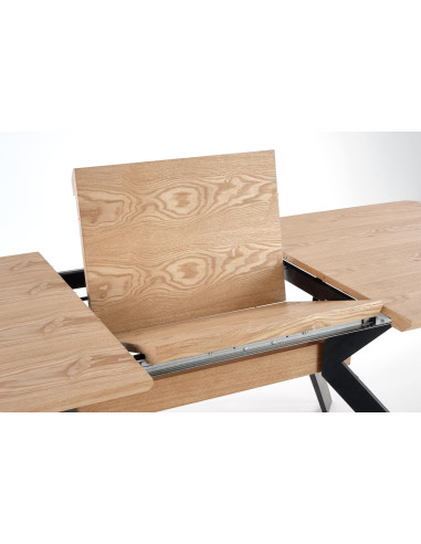 BACARDI Stół Rozkładany Loftowy 160-220 cm Dąb Naturalny/Czarny