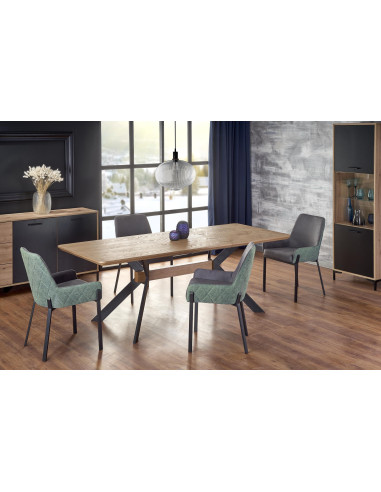 BACARDI Stół Rozkładany Loftowy 160-220 cm Dąb Naturalny/Czarny