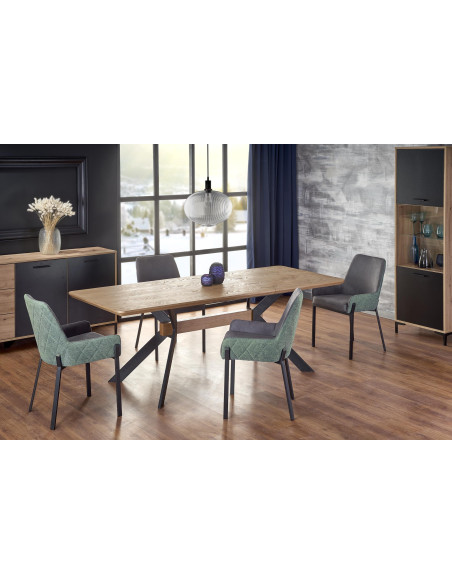 BACARDI Stół Rozkładany Loftowy 160-220 cm Dąb Naturalny/Czarny