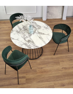 BRODWAY Okrągły Stół 110cm Biały Marmur/Noga Czarna- Klasyka i Użyteczność 2