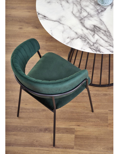 BRODWAY Okrągły Stół 110cm Biały Marmur/Noga Czarna- Klasyka i Użyteczność