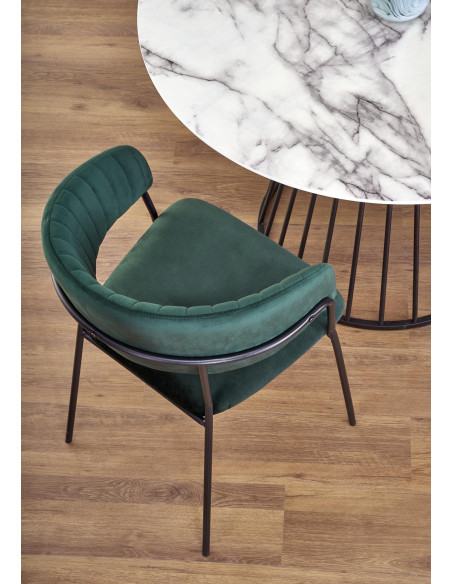 BRODWAY Okrągły Stół 110cm Biały Marmur/Noga Czarna- Klasyka i Użyteczność