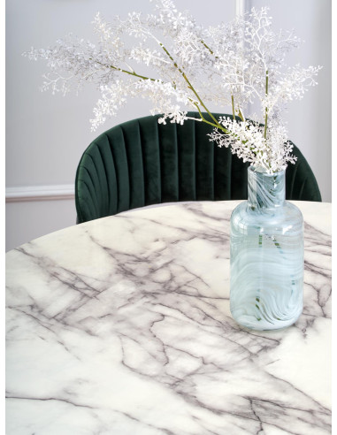 BRODWAY Okrągły Stół 110cm Biały Marmur/Noga Czarna- Klasyka i Użyteczność