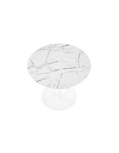 DENVER Okrągły Stół fi80cm Biały Marmur/Biała Podstawa