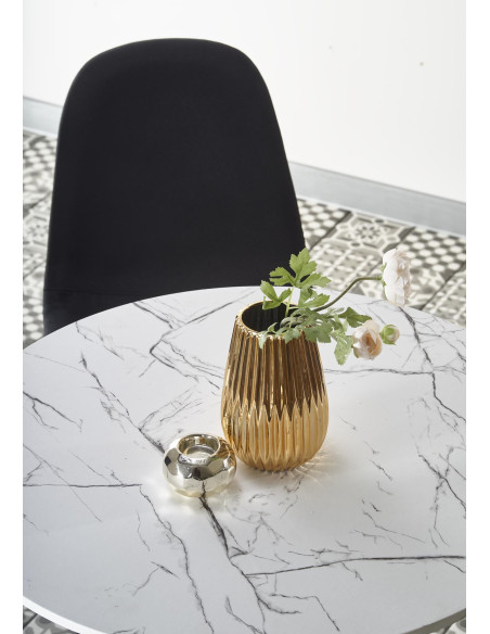 DENVER Okrągły Stół fi80cm Biały Marmur/Biała Podstawa