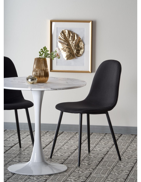 DENVER Okrągły Stół fi80cm Biały Marmur/Biała Podstawa