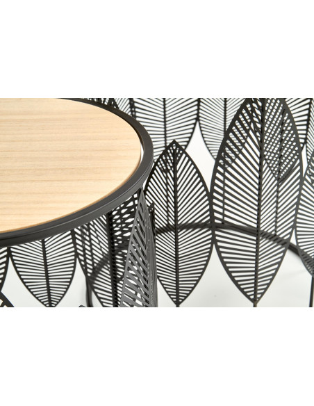 Zestaw 2 ław ANDRADE naturalny / czarny