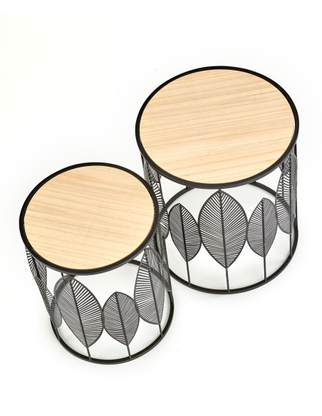 Zestaw 2 ław ANDRADE naturalny / czarny