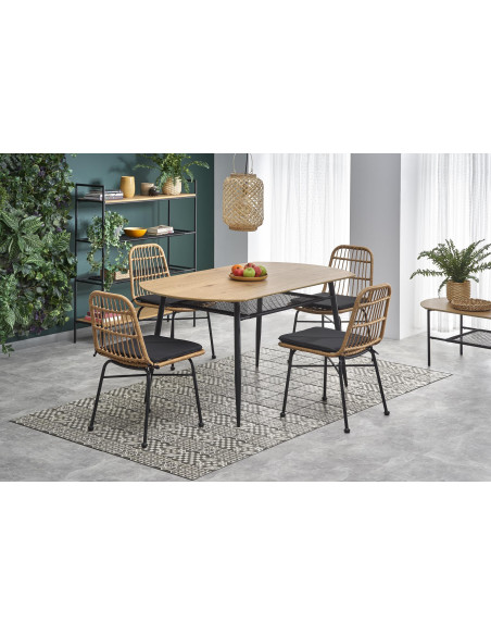 JACKSON Stół 160x90cm Dąb Złoty/Czarny - Ciepło Drewna i Nowoczesny Design