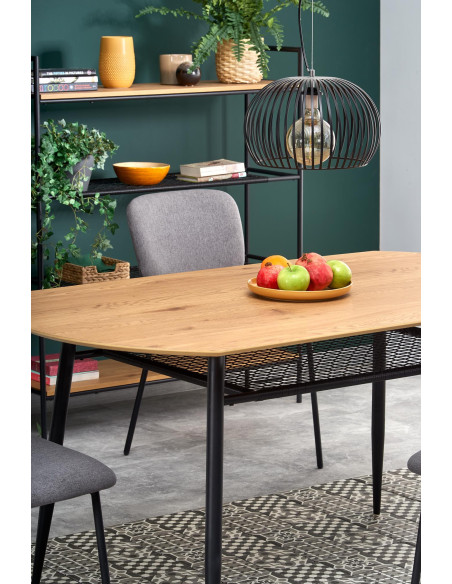 JACKSON Stół 160x90cm Dąb Złoty/Czarny - Ciepło Drewna i Nowoczesny Design