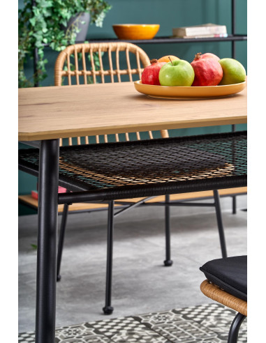 JACKSON Stół 160x90cm Dąb Złoty/Czarny - Ciepło Drewna i Nowoczesny Design