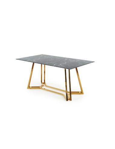 KONAMI Stół Czarny Marmur, Podstawa Złoty Połysk 160x90cm - Luksus i Blask