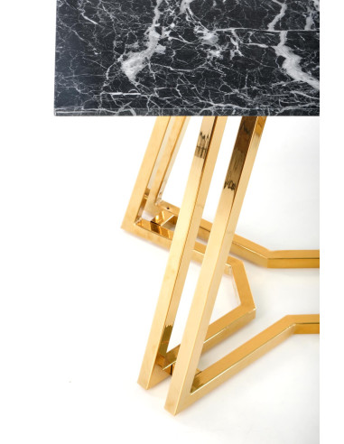 KONAMI Stół Czarny Marmur, Podstawa Złoty Połysk 160x90cm - Luksus i Blask