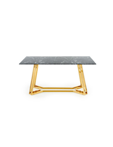 KONAMI Stół Czarny Marmur, Podstawa Złoty Połysk 160x90cm - Luksus i Blask